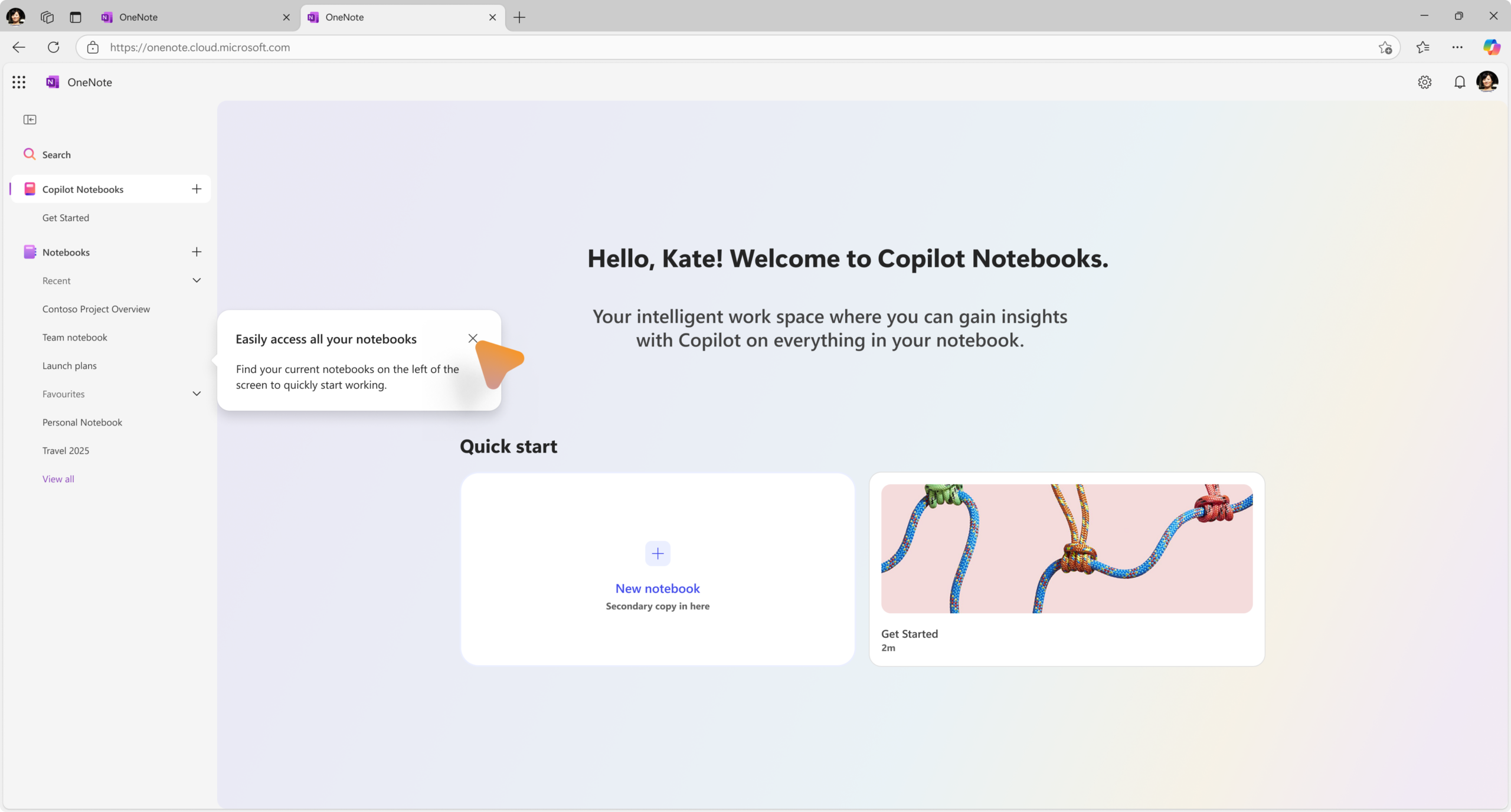 Copilot Notebooks - OneNote Web